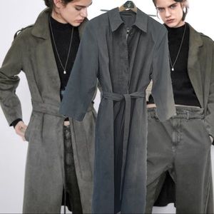 Anne Klein Faux Suede Trench Coat w/ Belt 10